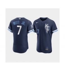 Men's Kansas City Royals #7 Bobby Witt Jr. 2022 Navy City Connect Flex Base Stitched MLB Jersey