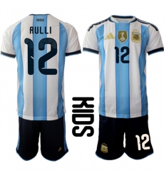 Youth Argentina #12 RULLI National Team FIFA x World Cup 2026 Home White On Field Kids Jersey