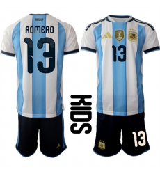 Youth Argentina #13 ROMERO National Team FIFA x World Cup 2026 Home White On Field Kids Jersey