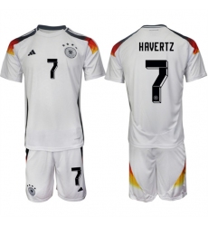 Men's Germany #7 Kai Havertz White 2024-25 Home Soccer Jersey Suit