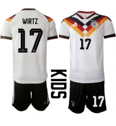 Youth Germany #17 WIRTZ National Team FIFA x World Cup 2026 Home White On Field Kids Jersey