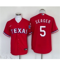Men's Texas Rangers #5 Corey Seager Red Cool Base Stitched Baseball Jersey