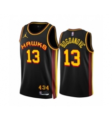 Men's Atlanta Hawks #13 Bogdan Bogdanovic 2022-23 Black Statement Edition Stitched Jersey