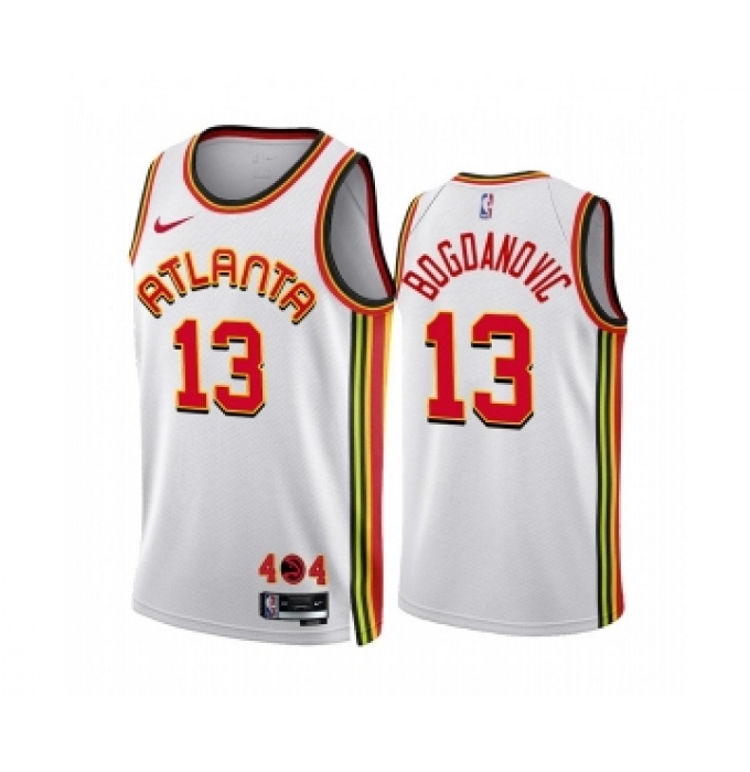 Men's Atlanta Hawks #13 Bogdan Bogdanovic 2022-23 White Association Edition Stitched Jersey
