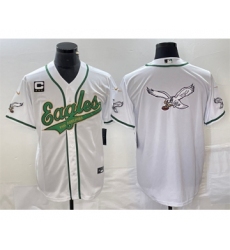 Men's Nike Philadelphia Eagles White Gold Team Big Logo C Cool Base Stitched Baseball Jersey