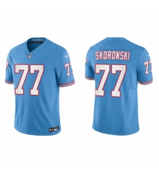 Men's Nike Tennessee Titans #77 Peter Skoronski Light Blue 2023 F.U.S.E. Vapor Limited Throwback Stitched Football Jersey