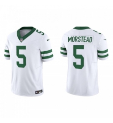 Men's Nike New York Jets #5 Thomas Morstead White 2023 F.U.S.E. Vapor Limited Throwback Stitched Football Jersey
