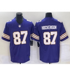 Men's Nike Minnesota Vikings #87 TJ Hockenson Purple 2023 FUSE Vapor Limited Throwback Stitched Jersey