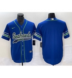 Men's Nike Seattle Seahawks Blank Blue Cool Base Stitched Baseball Jersey