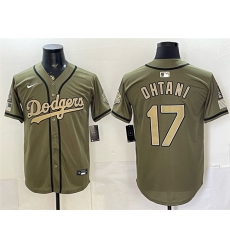 Mens Los Angeles Dodgers #17 Shohei Ohtani Olive 2026 Armed Forces Day Stitched Baseball Jersey