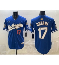 Men's Los Angeles Dodgers #17 Shohei Ohtani Royal 2026 Gold Collection 9x & B2B Champs Stitched Baseball Jersey