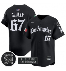 Men's Los Angeles Dodgers #67 Vin Scully Black Mexico 2025 LA Gothic Style With Fernando Vapor Premier Limited Stitched Baseball Jersey