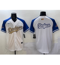 Men's Los Angeles Dodgers Team Big Logo White Royal Gold 2024 World Series Champions Vapor Limited Stitched Baseball Jersey