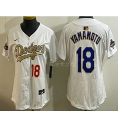 Women's Los Angeles Dodgers #18 Yoshinobu Yamamoto White Gold Champions Limited Jersey