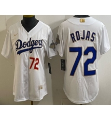 Women's Los Angeles Dodgers #72 Miguel Rojas White 2026 Gold Collection Stadium Jersey