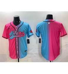 Men's San Francisco 49ers Blank Pink Blue Limited Stitched Baseball Jersey