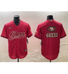 Men's San Francisco 49ers Red Team Big Logo With Cool Base Stitched Baseball Jersey1