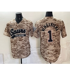 Men's San Antonio Spurs #1 Victor Wembanyama Tan Camo Stitched Baseball Jersey