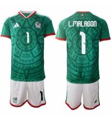 Men's Mexico #1 L.MALAGON National Team FIFA x World Cup 2026 Home Green On Field Jersey
