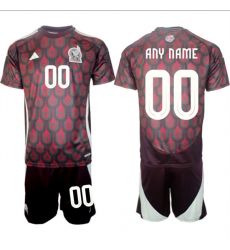 Men's Mexico Custom 2024-25 Burgundy Home Soccer Jersey Suit