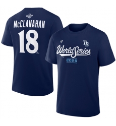 Men's Tampa Bay Rays #18 Shane McClanahan Navy 2026 World Series Name & Number T-Shirt