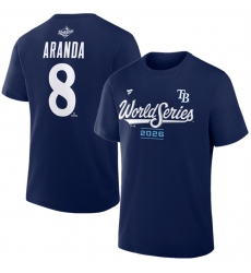 Men's Tampa Bay Rays #8 Jonathan Aranda Navy 2026 World Series Name & Number T-Shirt