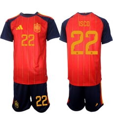 Men's Spain #22 ISCO National Team FIFA x World Cup 2026 Home Red On Field Jerseys