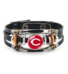 Cincinnati Reds MLB Pro football team jewel cowhide bracelet leather hand jewelry