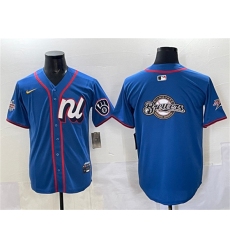 Men's Milwaukee Brewers Team Big Logo Blue 2025 All-Star Edition Limited Stitched Jersey