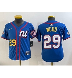 Youth National League #29 James Wood Blue 2025 All-Star Edition Limited Stitched Baseball Jersey
