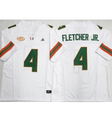 Men's Miami Hurricanes #4 Mark Fletcher Jr. White F.U.S.E. 2026 Stitched Football Jersey