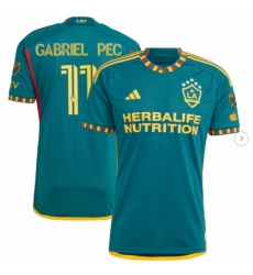 Mens LA Galaxy Gabriel Pec adidas Green 2024 LA Kit Authentic Player Jersey