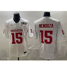 Men's Indiana Hoosiers #15 Fernando Mendoza White F.U.S.E. Peach Bowl Patch Stitched Football Jersey