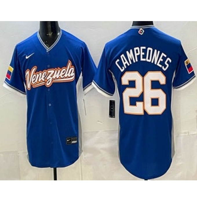 Men's Venezuela #26 Venezuela Blue 2026 World Baseball Classic Cool Base Jersey