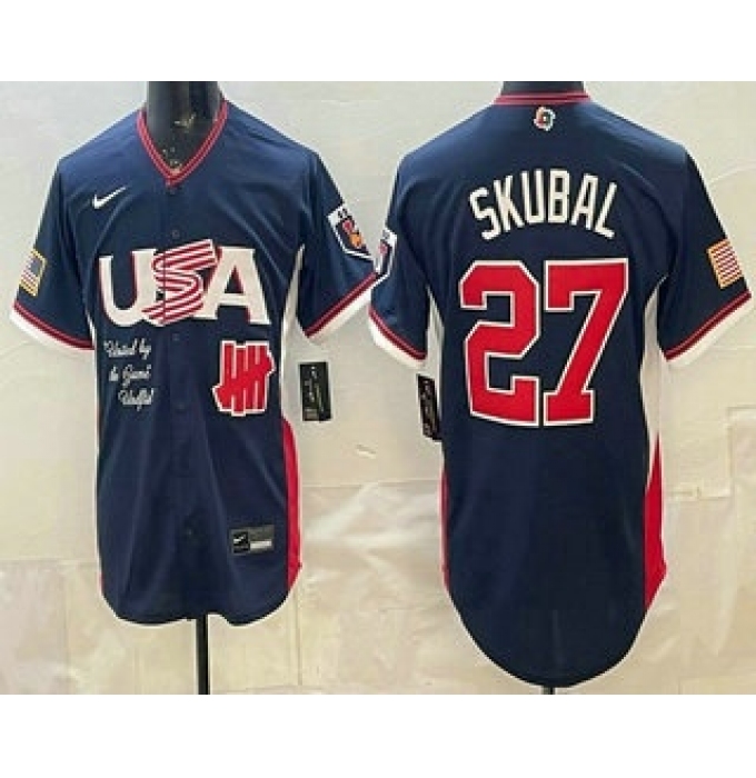 Men's USA Undefeated #27 Tarik Skubal Navy 2026 World Baseball Classic Cool Base Jersey
