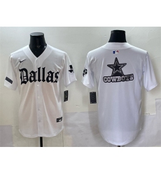 Men's Dallas Cowboys Team Big Logo White 'Gothic Lone Star Edition' Limited Stitched Baseball Jersey