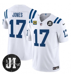 Men's Indianapolis Colts #17 Daniel Jones White 2025 F.U.S.E. With 4-Star C And Jim Irsay Vapor Limited Football Stitched Jersey