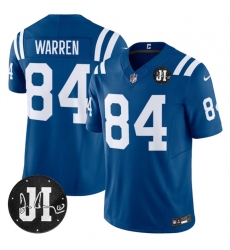 Men's Indianapolis Colts #84 Tyler Warren Blue 2025 F.U.S.E. Jim Irsay Vapor Limited Football Stitched Jersey