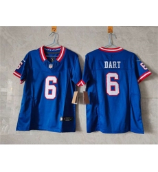 Women's New York Giants #6 Jaxson Dart Blue F.U.S.E. Throwback Limited Stitched Jersey(Run Small)