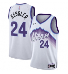 Men's Utah Jazz #24 Walker Kessler White 2025 Association Edition Stitched Basketball Jersey