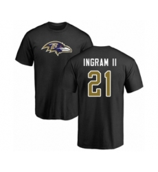 Football Baltimore Ravens #21 Mark Ingram II Black Name & Number Logo T-Shirt
