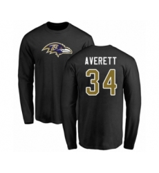Football Baltimore Ravens #34 Anthony Averett Black Name & Number Logo Long Sleeve T-Shirt