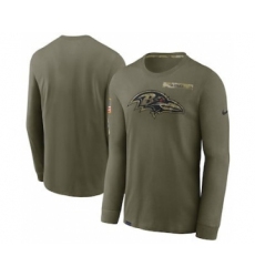 Men's Baltimore Ravens Football Olive 2021 Salute To Service Performance Long Sleeve T-Shirt