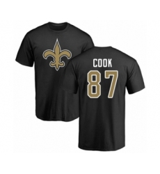 Football New Orleans Saints #87 Jared Cook Black Name & Number Logo T-Shirt