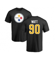 Football Pittsburgh Steelers #90 T. J. Watt Black Name & Number Logo T-Shirt