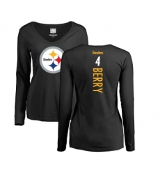 Football Women's Pittsburgh Steelers #4 Jordan Berry Black Backer Slim Fit Long Sleeve T-Shirt