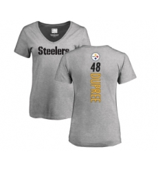 Football Women's Pittsburgh Steelers #48 Bud Dupree Ash Backer V-Neck T-Shirt