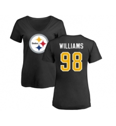 Football Women's Pittsburgh Steelers #98 Vince Williams Black Name & Number Logo Slim Fit T-Shirt