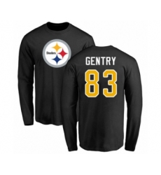 Pittsburgh Steelers #83 Zach Gentry Black Name & Number Logo Long Sleeve T-Shirt