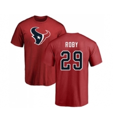 Football Houston Texans #29 Bradley Roby Red Name & Number Logo T-Shirt
